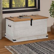 Opbergkist grenenhout wit 91x48x47 cm