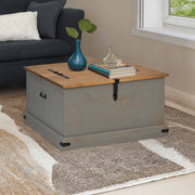 Opbergkist 91x91x47 cm grijs massief grenenhout
