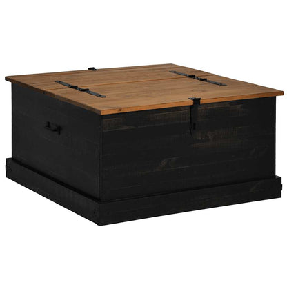 Opbergkist HALDEN zwart 91x91x47 cm massief grenenhout