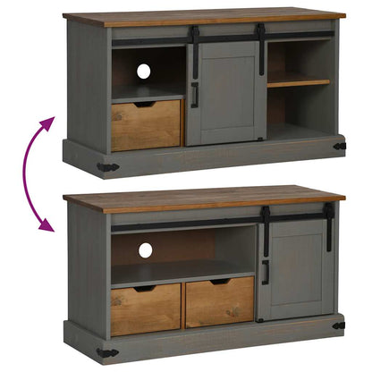 Tv-meubel HALDEN met schuifdeur grijs 110x40x60 cm massief hout