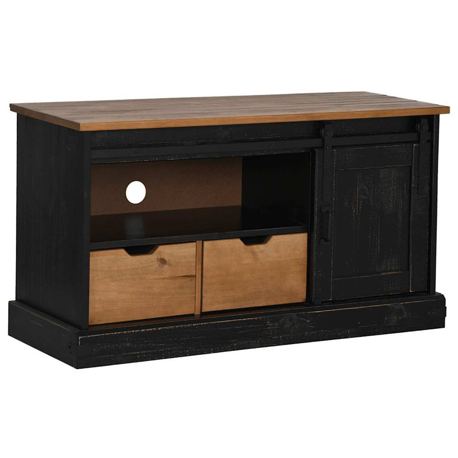 Tv-meubel HALDEN met schuifdeur zwart 110x40x60 cm massief hout