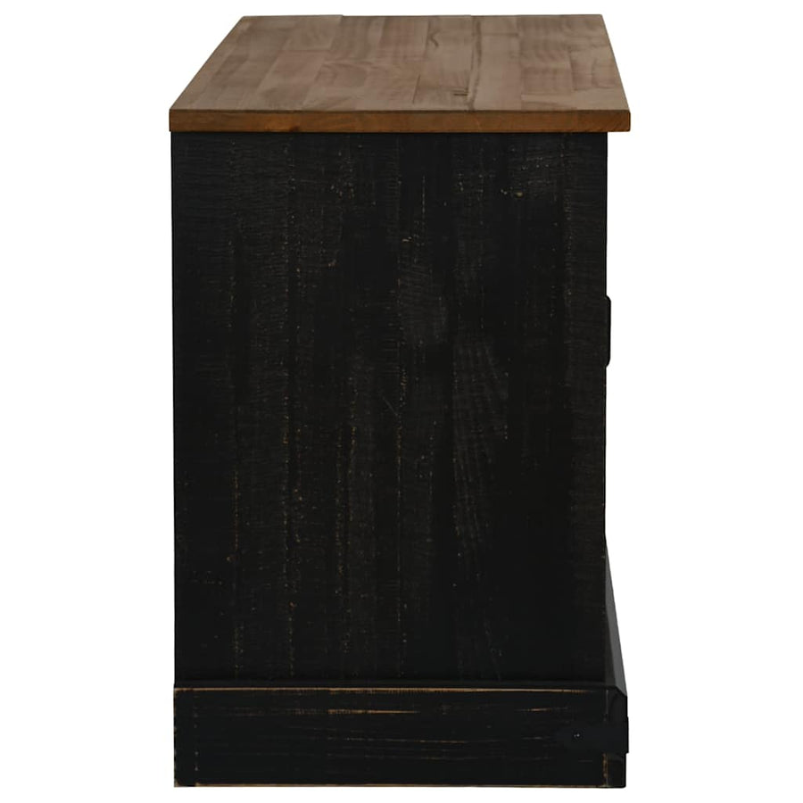 Tv-meubel HALDEN met schuifdeur zwart 110x40x60 cm massief hout