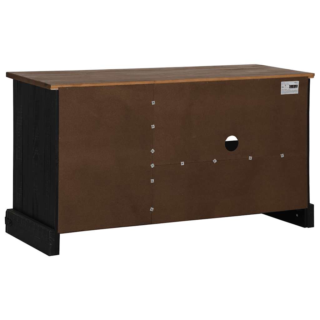 Tv-meubel HALDEN met schuifdeur zwart 110x40x60 cm massief hout
