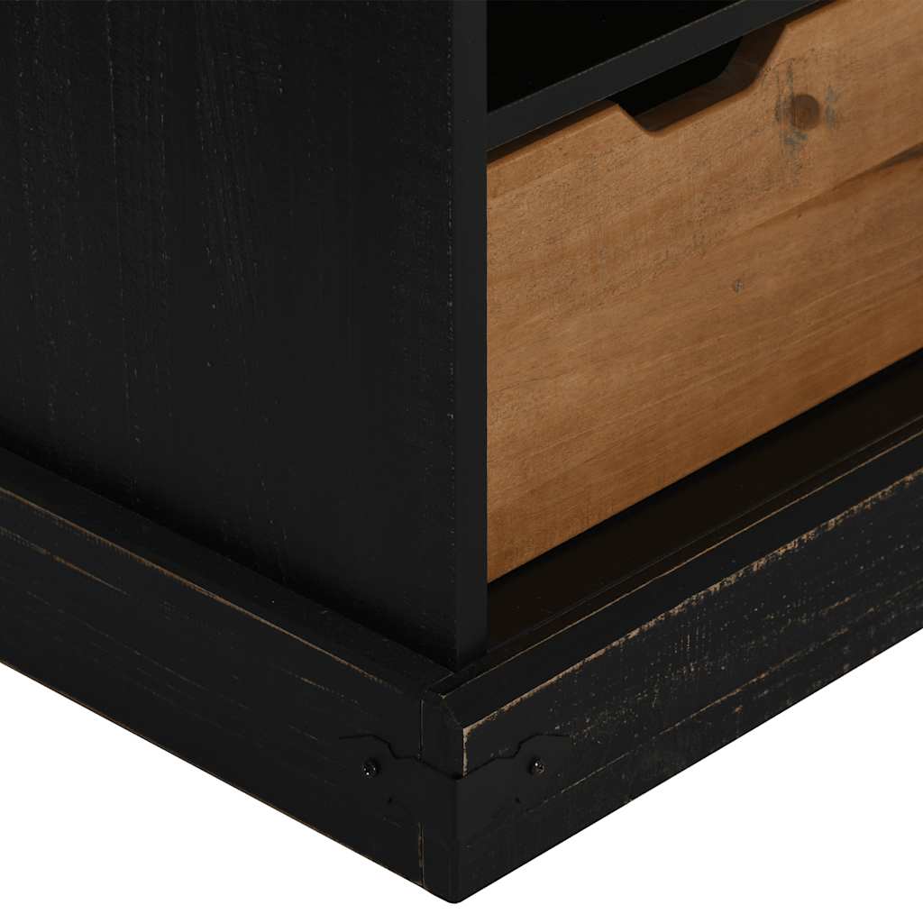 Tv-meubel HALDEN met schuifdeur zwart 110x40x60 cm massief hout