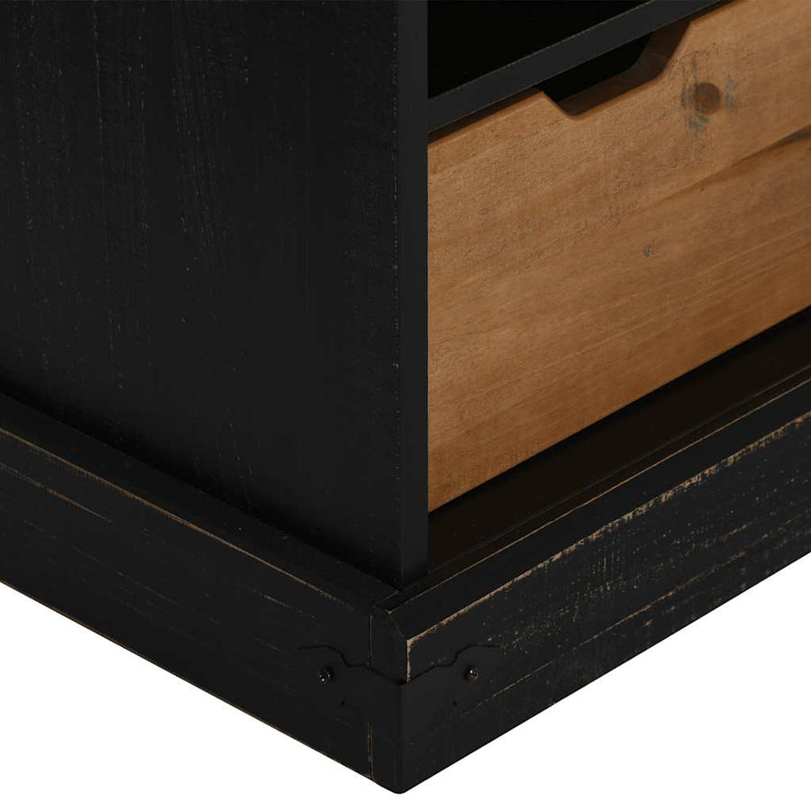 Tv-meubel HALDEN met schuifdeur zwart 110x40x60 cm massief hout