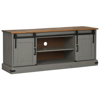 Tv-meubel HALDEN 2 schuifdeuren 150x40x60 cm massief hout grijs