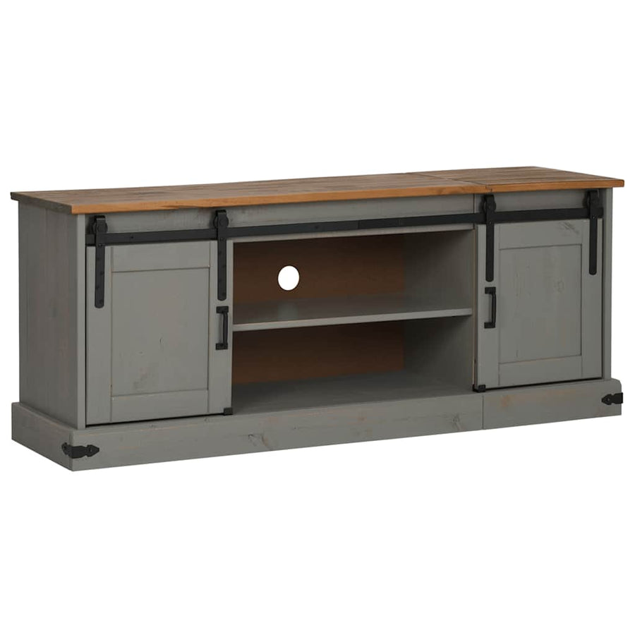 Tv-meubel HALDEN 2 schuifdeuren 150x40x60 cm massief hout grijs