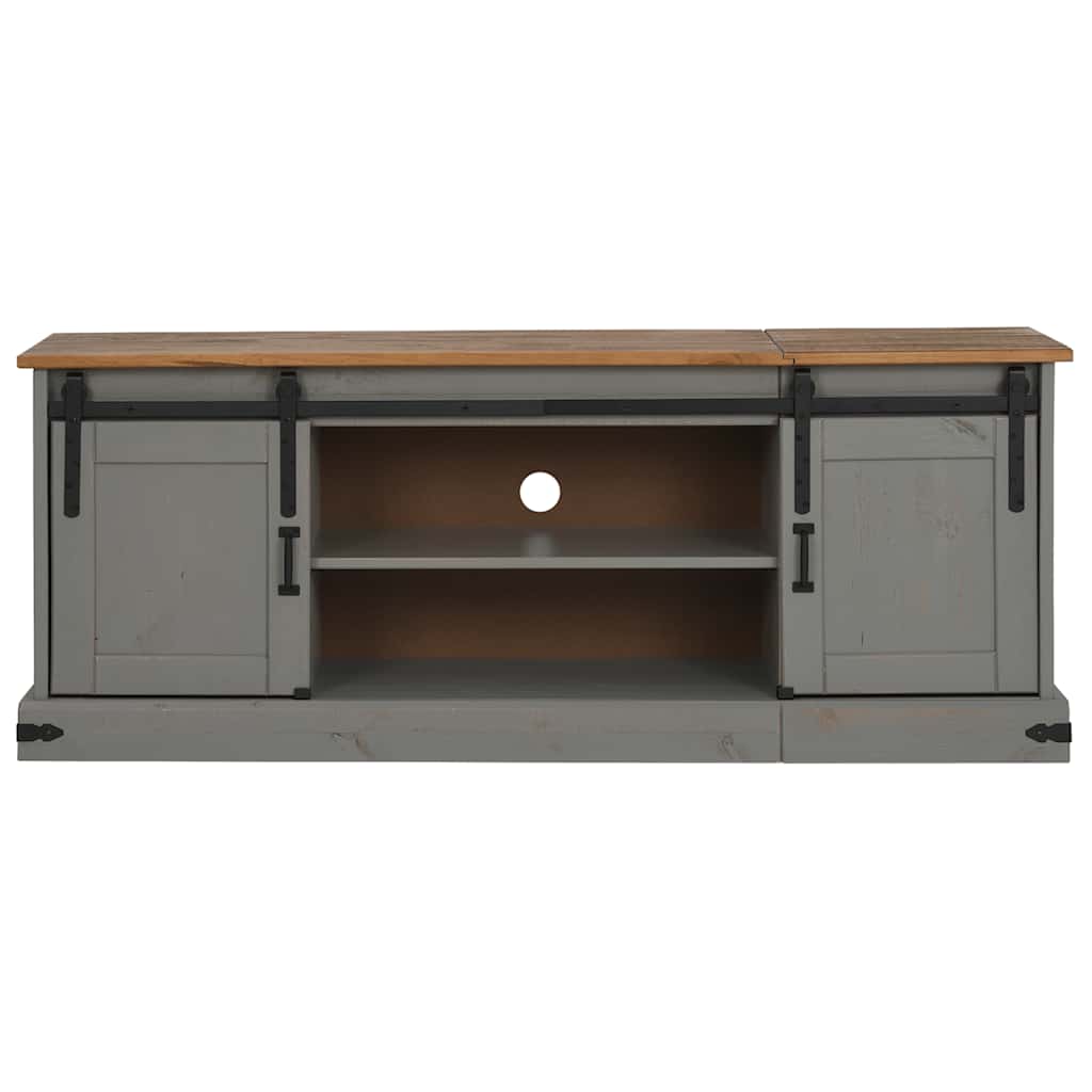 Tv-meubel HALDEN 2 schuifdeuren 150x40x60 cm massief hout grijs