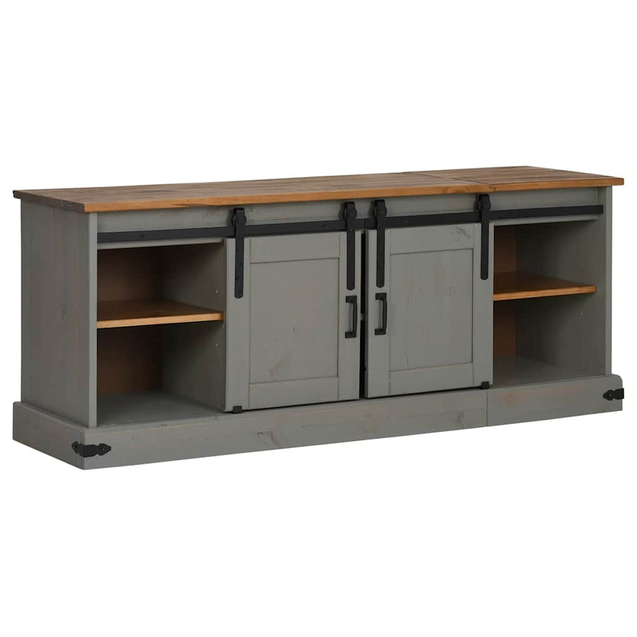 Tv-meubel HALDEN 2 schuifdeuren 150x40x60 cm massief hout grijs