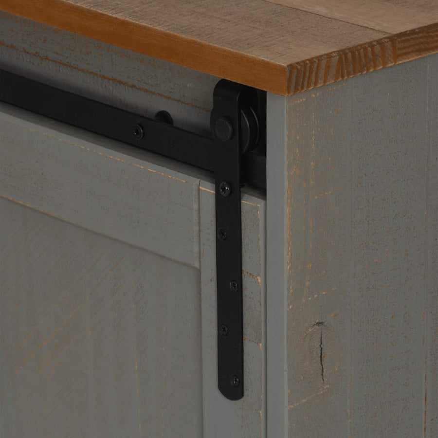 Tv-meubel HALDEN 2 schuifdeuren 150x40x60 cm massief hout grijs