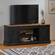TV cabinet HALDEN 2 sliding doors 150x40x60 cm solid wood black