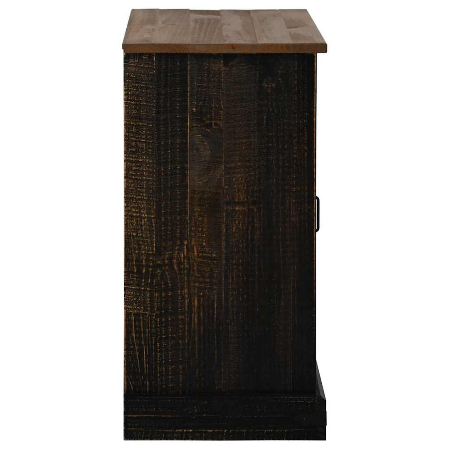 Dressoir HALDEN schuifdeur zwart 80x40x80 cm massief hout grijs