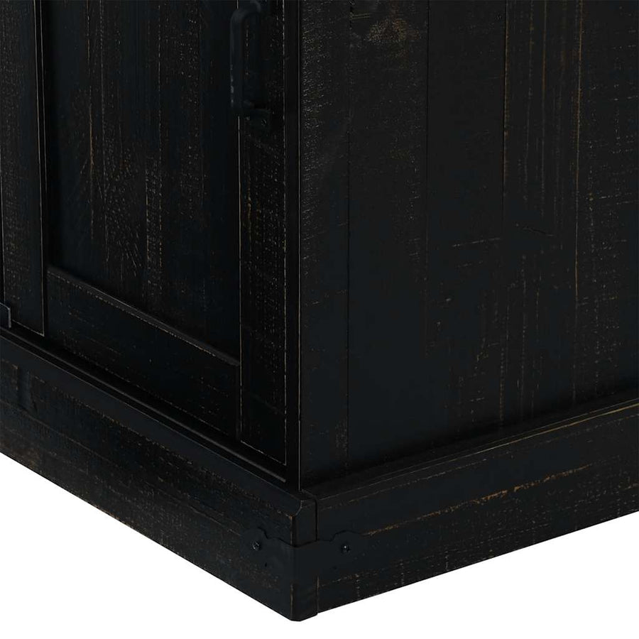 Dressoir HALDEN schuifdeur zwart 80x40x80 cm massief hout grijs