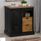 Sideboard HALDEN sliding door black 80x40x80 cm solid wood grey