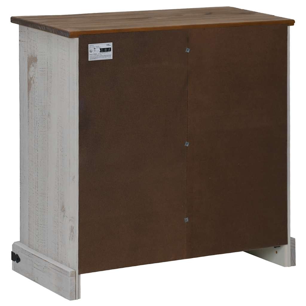 Dressoir HALDEN met schuifdeur 80x40x80 cm massief hout wit
