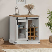 Dressoir massief grenenhout 80x40x80 cm wit schuifdeur