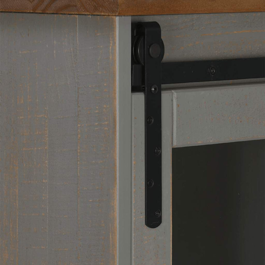 Dressoir HALDEN met schuifdeur 80x40x80 cm massief hout grijs