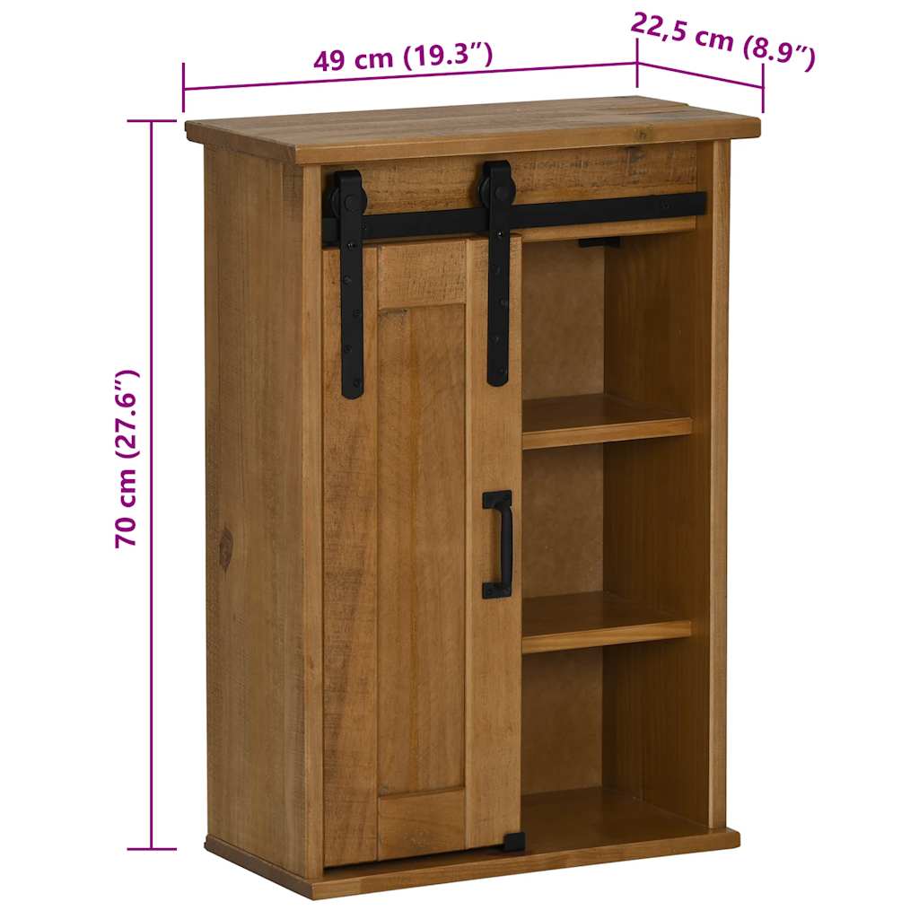 Bovenkast Halden Met Schuifdeur 49X22,5X70 Cm Grenenhout Naturel
