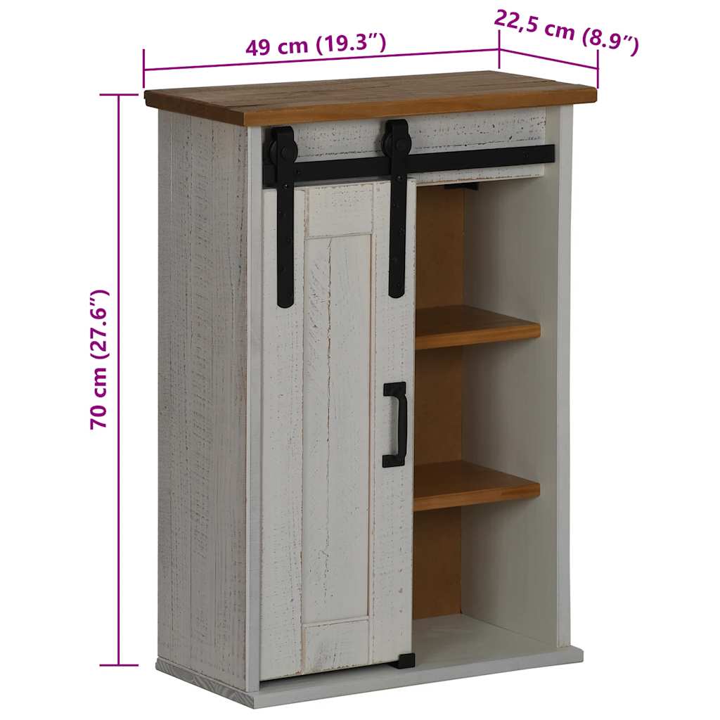 Hangkast HALDEN met schuifdeur 49x22,5x70 cm grenenhout wit