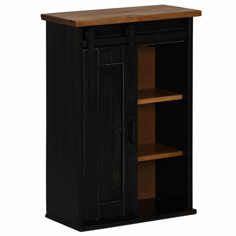Hangkast HALDEN met schuifdeur 49x22,5x70 cm grenenhout zwart