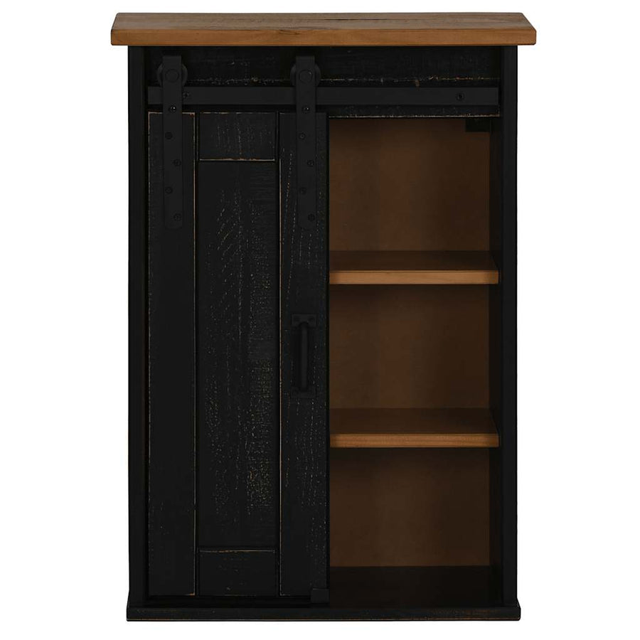 Hangkast HALDEN met schuifdeur 49x22,5x70 cm grenenhout zwart