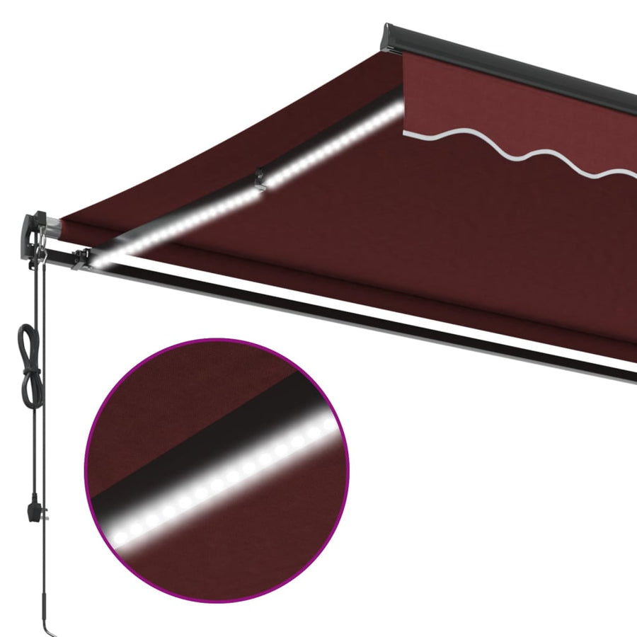 Luifel Automatisch Uittrekbaar Met Led's Bordeaux Bordeauxrood 350 x 250 cm