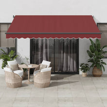 Luifel handmatig uittrekbaar met LED's 400x300 cm bordeauxrood