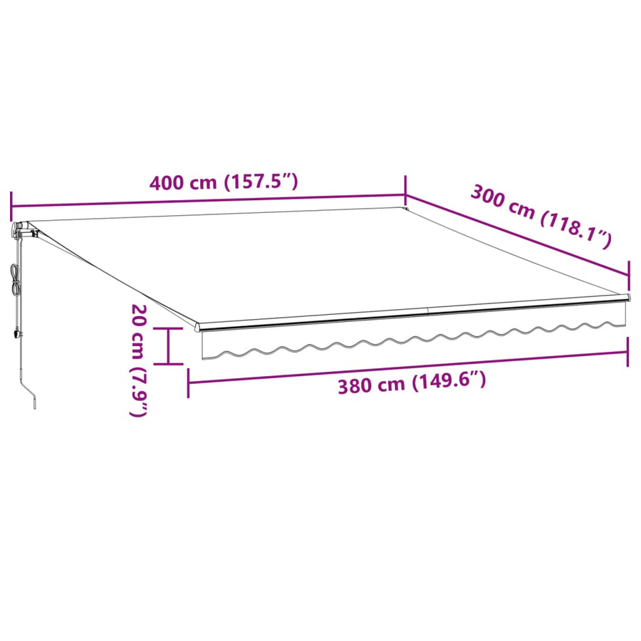 Luifel automatisch uittrekbaar 400x300 cm bordeauxrood