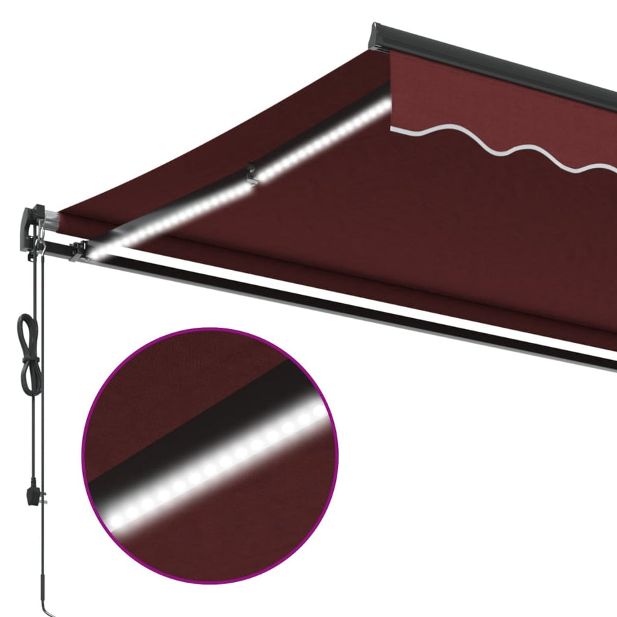 Luifel automatisch uittrekbaar met LED's 400x300 cm bordeaux