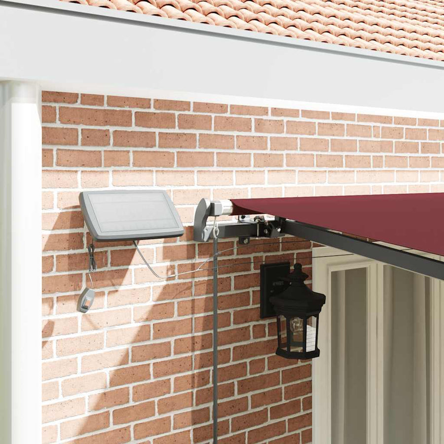 Luifel handmatig uittrekbaar met LED's 600x300 cm bordeauxrood