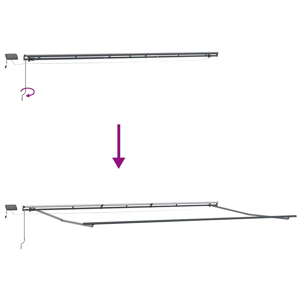 Luifel handmatig uittrekbaar met LED's 600x300 cm bordeauxrood