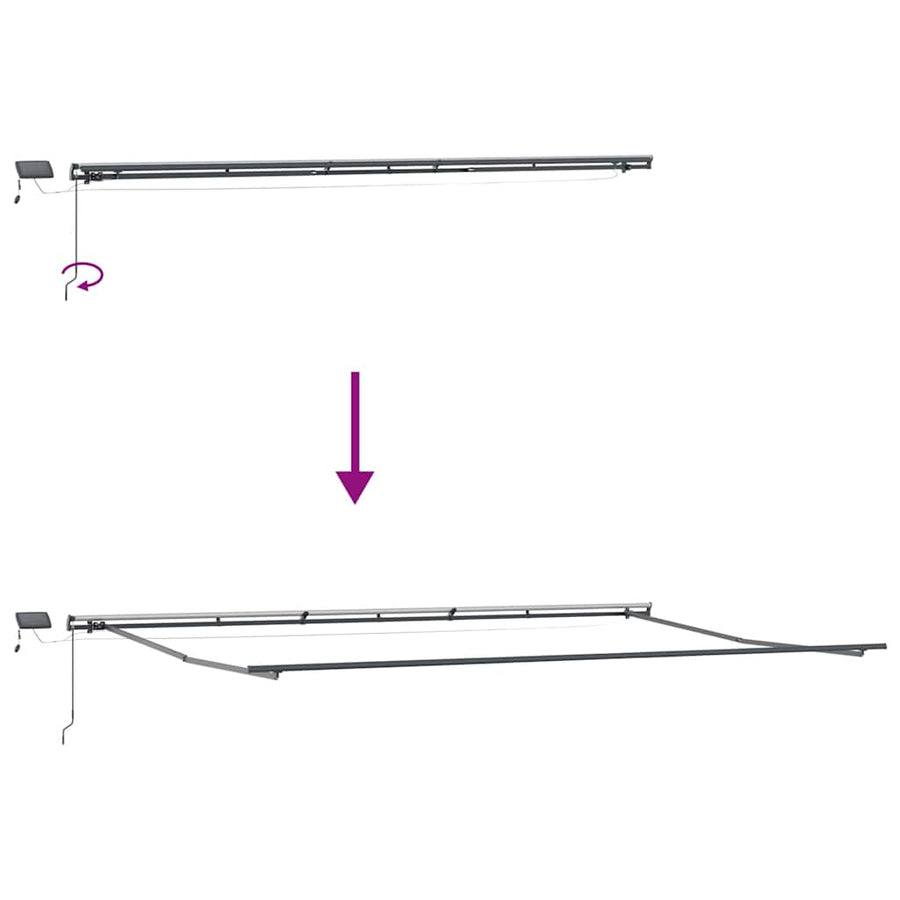 Luifel handmatig uittrekbaar met LED's 600x300 cm bordeauxrood