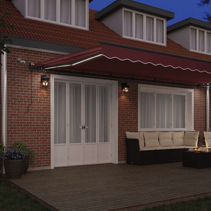 Luifel automatisch uittrekbaar met LED's 600x300 cm bordeaux