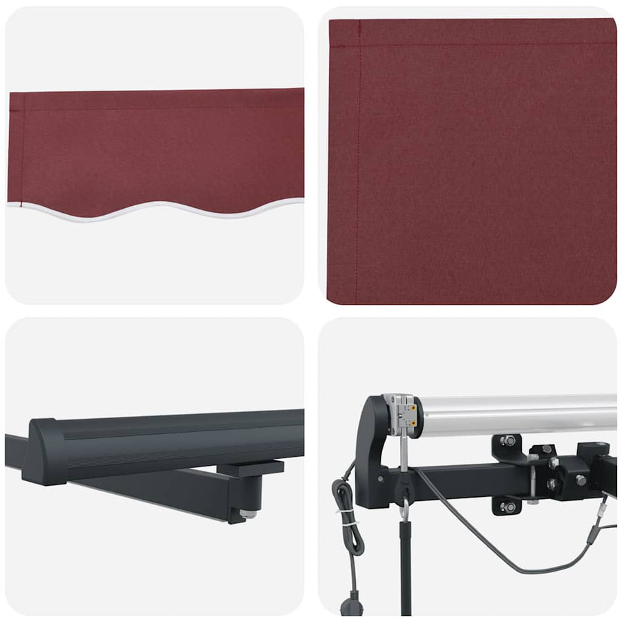 Luifel automatisch uittrekbaar met LED's 600x300 cm bordeaux