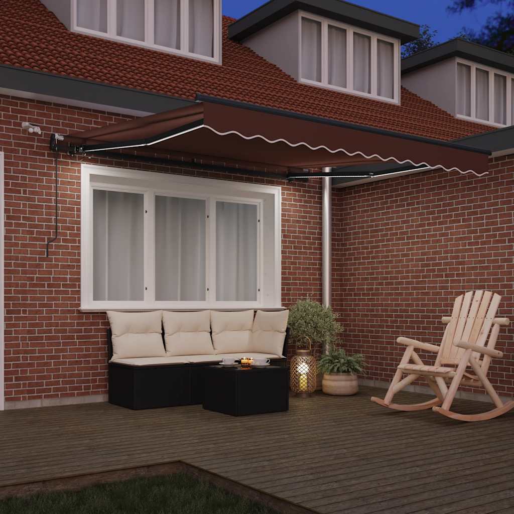 Luifel Automatisch Uittrekbaar Met Led's Bruin 300 x 250 cm