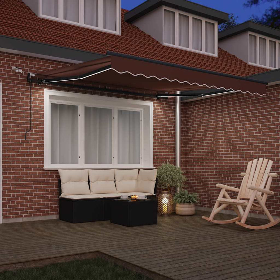 Luifel Automatisch Uittrekbaar Met Led's Bruin 300 x 250 cm
