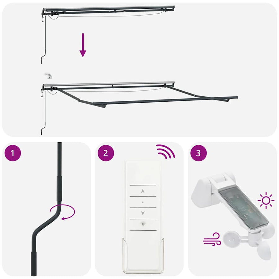 Luifel Automatisch Uittrekbaar Met Led's Bruin 300 x 250 cm