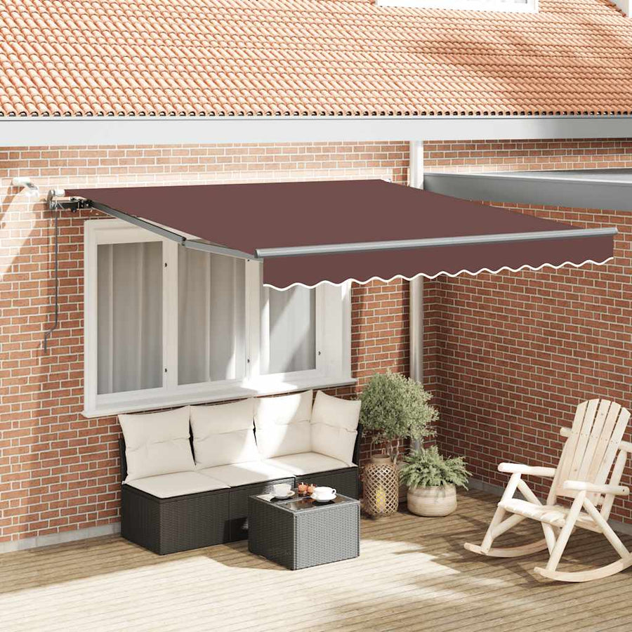 Luifel Automatisch Uittrekbaar Met Led's Bruin 300 x 250 cm