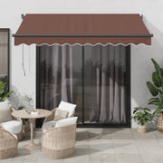 Luifel uitschuifbaar 350x250 cm bruin met LED