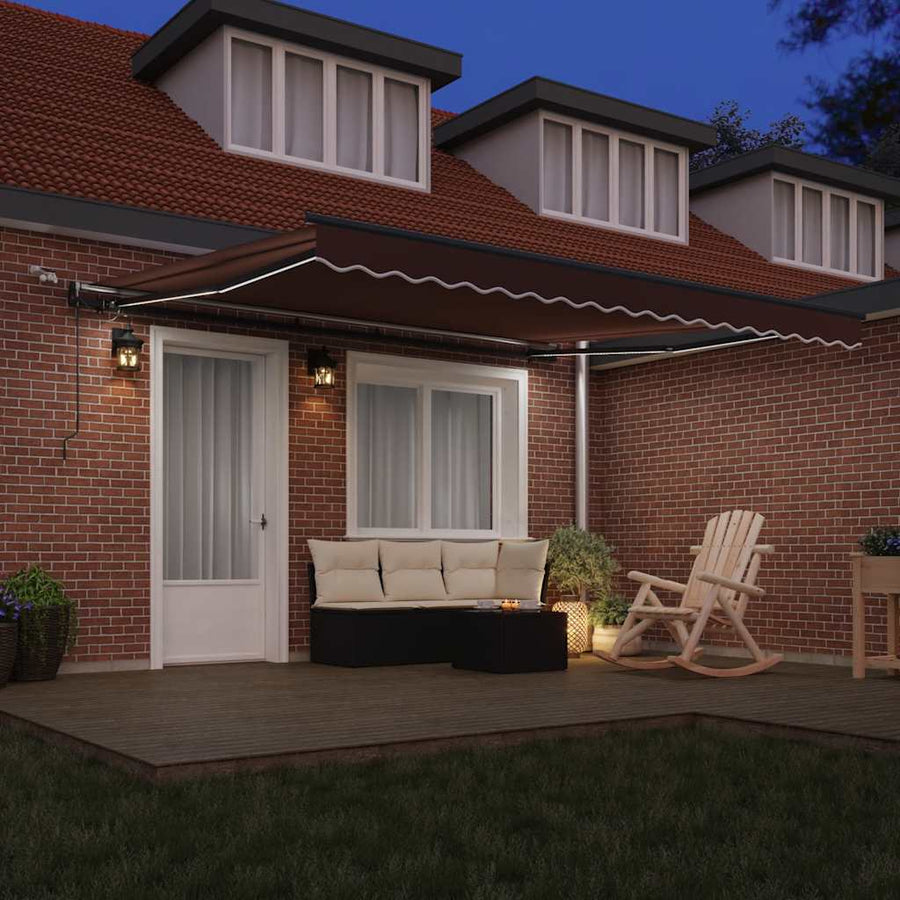 Luifel automatisch uittrekbaar met LED's 400x300 cm bruin