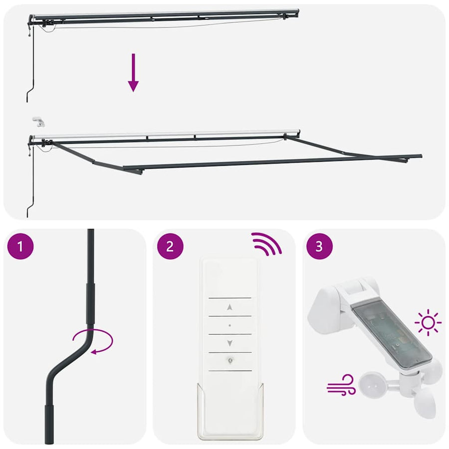 Luifel automatisch uittrekbaar met LED's 400x300 cm bruin