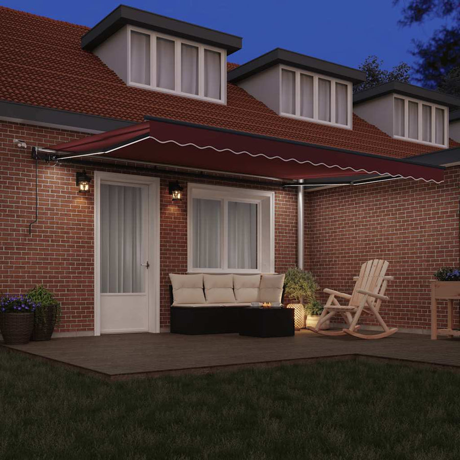 Luifel automatisch uittrekbaar met LED's 450x300 cm bruin