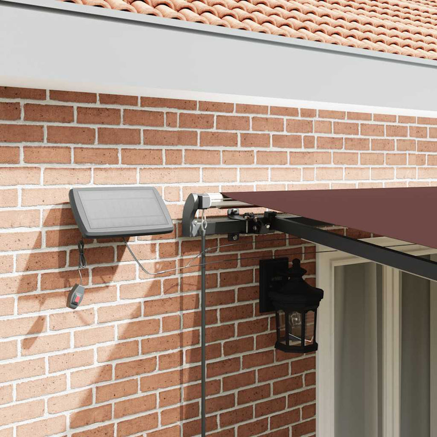 Luifel handmatig uittrekbaar met LED's 500x300 cm bruin