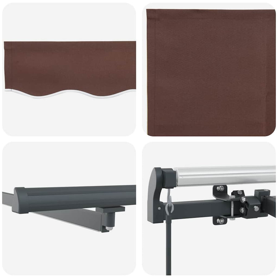 Luifel handmatig uittrekbaar met LED's 600x300 cm bruin