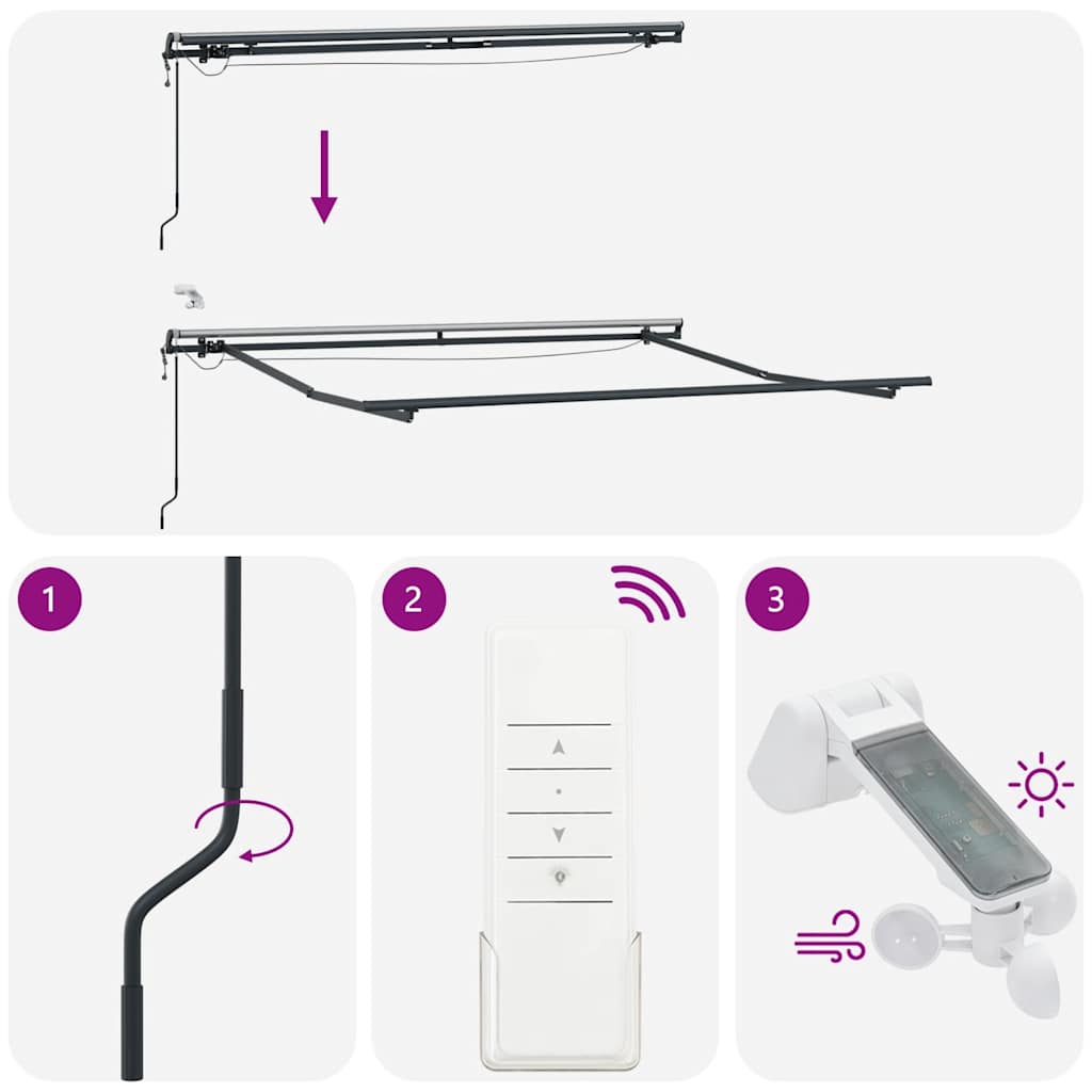 Luifel Automatisch Uittrekbaar Led Antraciet En Wit 300 x 250 cm