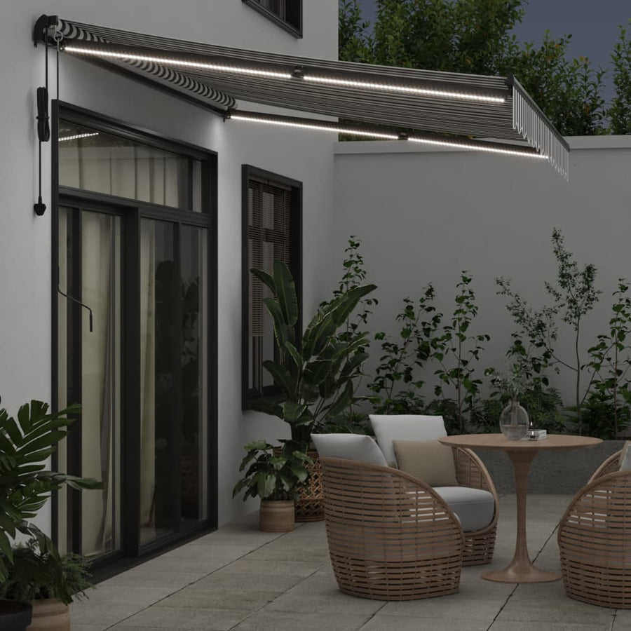Luifel Automatisch Uittrekbaar Led Antraciet En Wit 350 x 250 cm