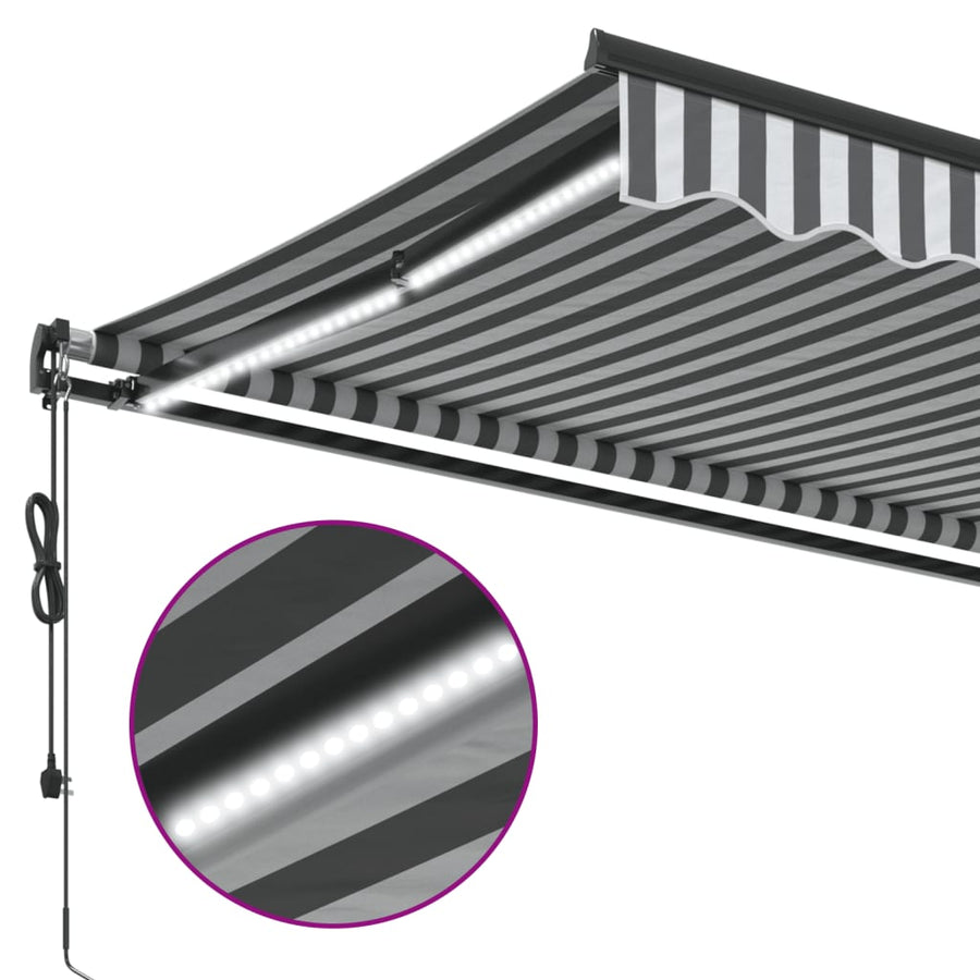 Luifel Automatisch Uittrekbaar Led Antraciet En Wit 350 x 250 cm