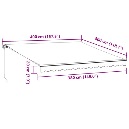 Luifel handmatig uittrekbaar 400x300 cm antracietkleurig en wit
