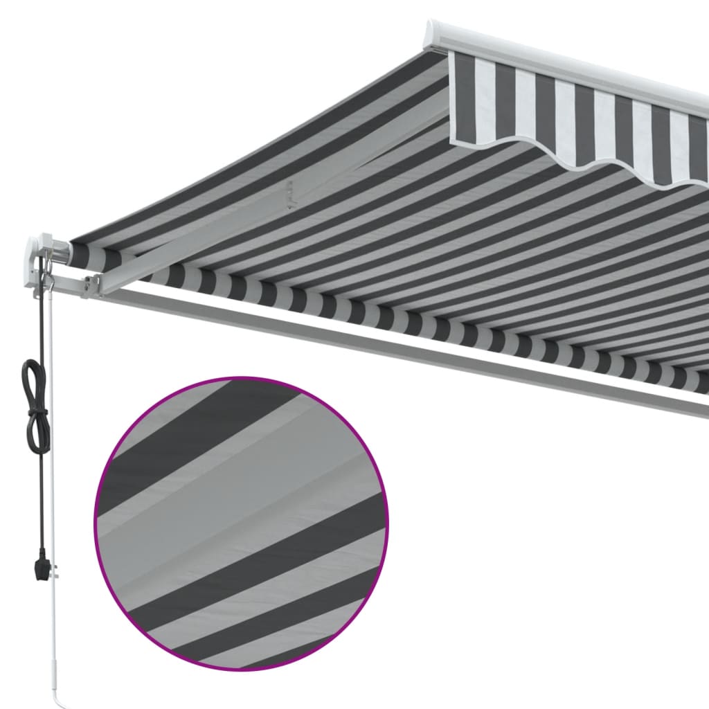 Luifel automatisch uittrekbaar 450x300 cm antracietkleur en wit