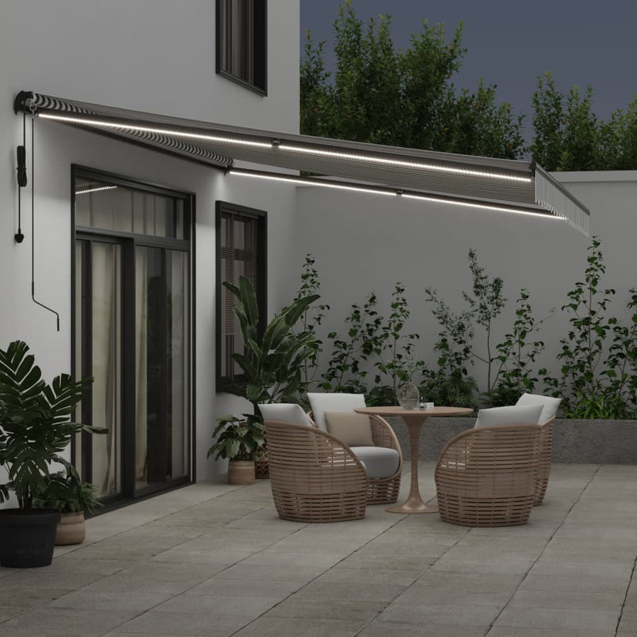 Luifel automatisch uittrekbaar LED 500x300 cm antraciet en wit